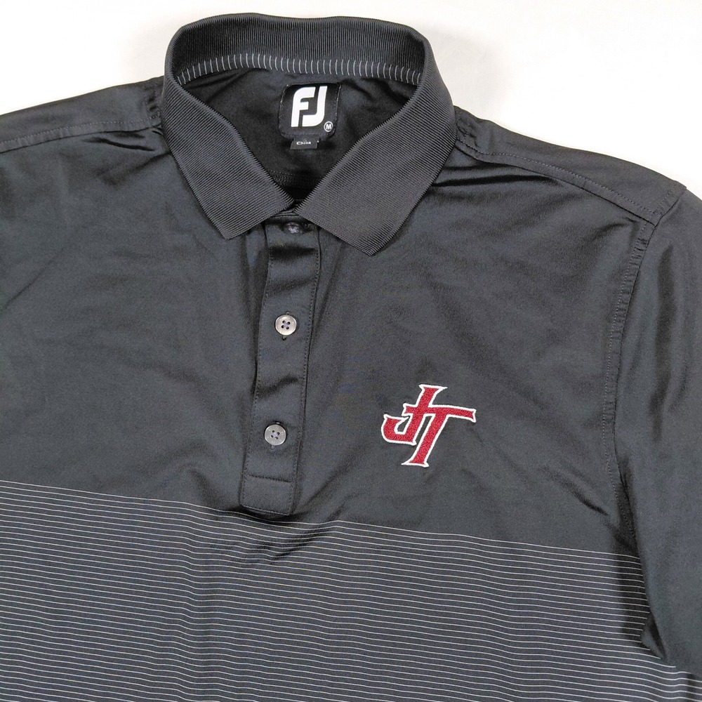 Footjoy FJ Mens Golf Polo Shirt Black‎ Jenks Trojans Logo Short Sleeve Size M